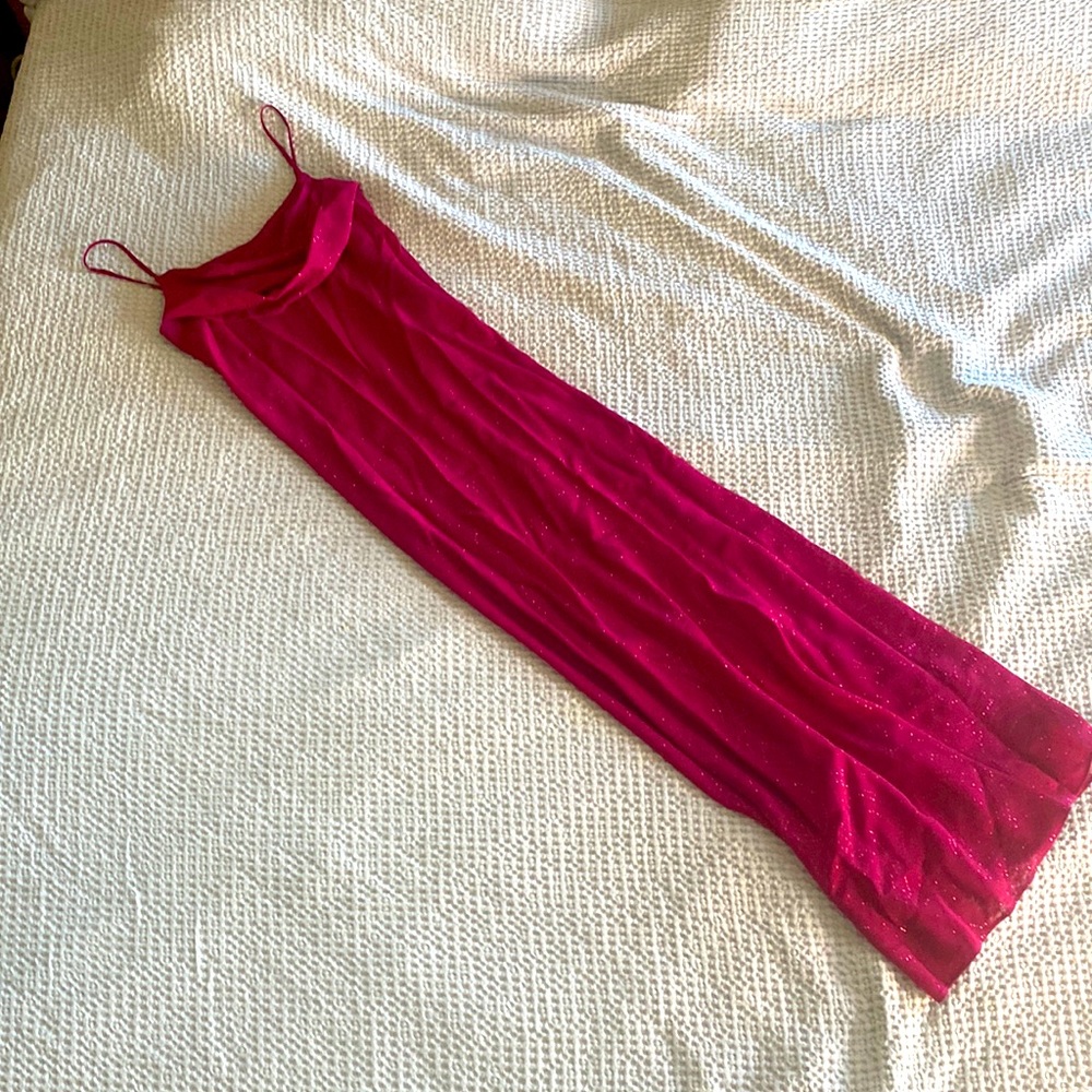 Fuchsia gown beautiful flowing dress, prom homecoming evening gown